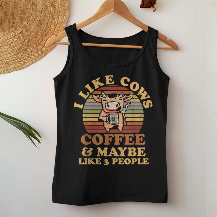 I Like Cows Coffee And Maybe Like 3 People Funny Farmer Gift Women Tank Top Basic Casual Daily Weekend Graphic Funny Gifts
