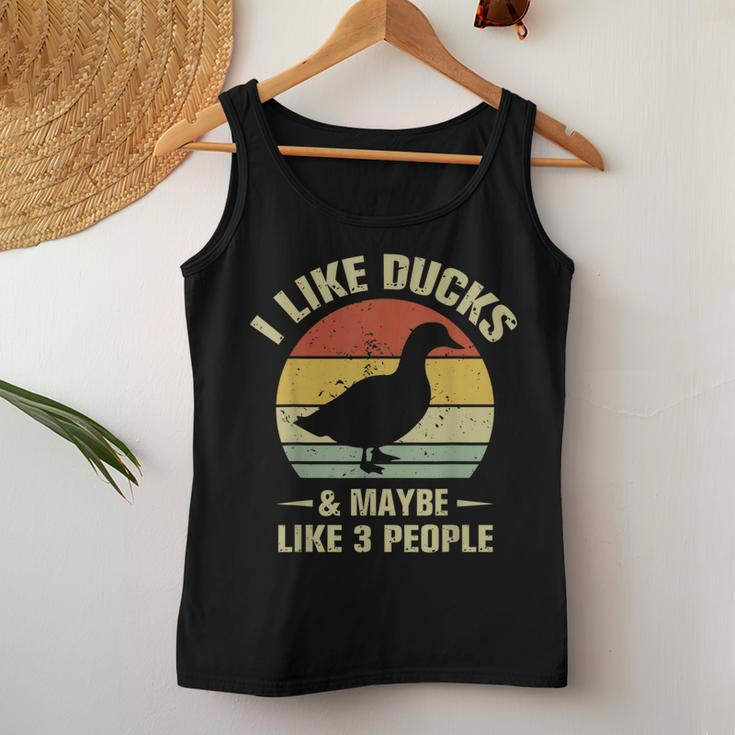I Like Ducks And Maybe Like 3 People Funny Duck Farm Farmer Women Tank Top Basic Casual Daily Weekend Graphic Funny Gifts