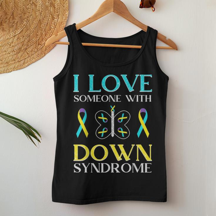 I Love Someone With Down Syndrome Butterfly Dad Mom Gift Women Tank Top Basic Casual Daily Weekend Graphic Funny Gifts