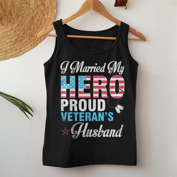 I Married My Hero Proud Veterans Husband Wife Mother Father Women Tank Top Basic Casual Daily Weekend Graphic Funny Gifts