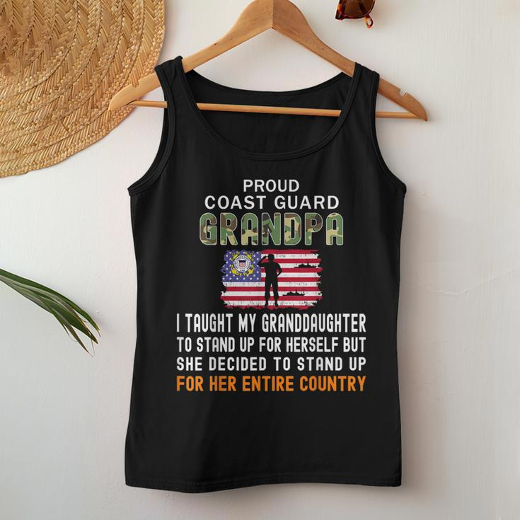 I Taught My Granddaughter To Stand Up-Coast Guard Grandpa Women Tank Top Basic Casual Daily Weekend Graphic Funny Gifts