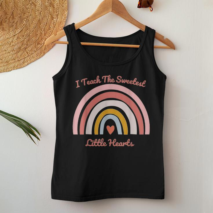 I Teach The Sweetest Little Hearts Rainbow Cute Couple Women Tank Top Basic Casual Daily Weekend Graphic Funny Gifts