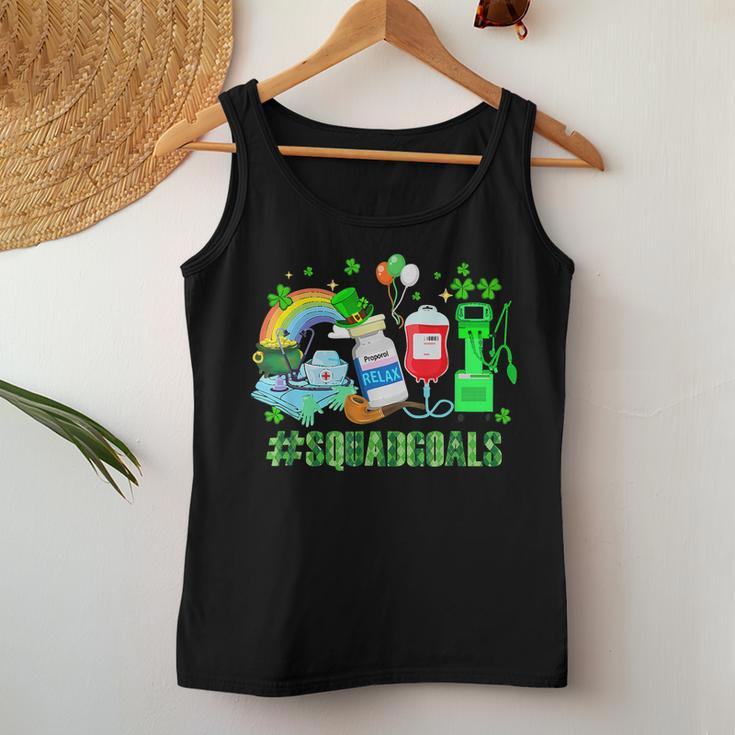 Icu Nurse Squad Goals Funny Icu Nurse Crew St Patricks Day Women Tank Top Basic Casual Daily Weekend Graphic Funny Gifts