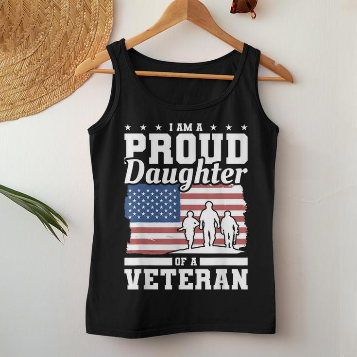 Im A Proud Daughter Of A Veteran American Flag Veterans Day Women Tank Top Basic Casual Daily Weekend Graphic Funny Gifts