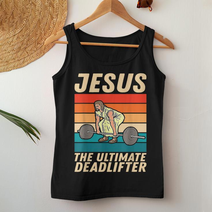 Jesus The Ultimate Deadlifter Vintage Gym Christian Women Tank Top Unique Gifts