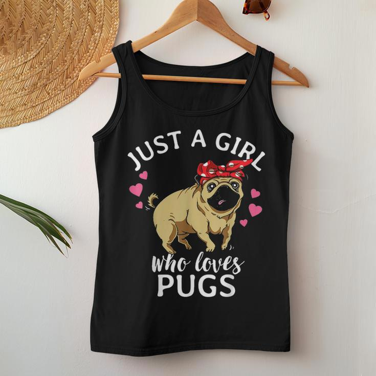 Just A Girl Who Loves Pugs Dog Pug Mom Mama Gift Women Girls Women Tank Top Basic Casual Daily Weekend Graphic Funny Gifts