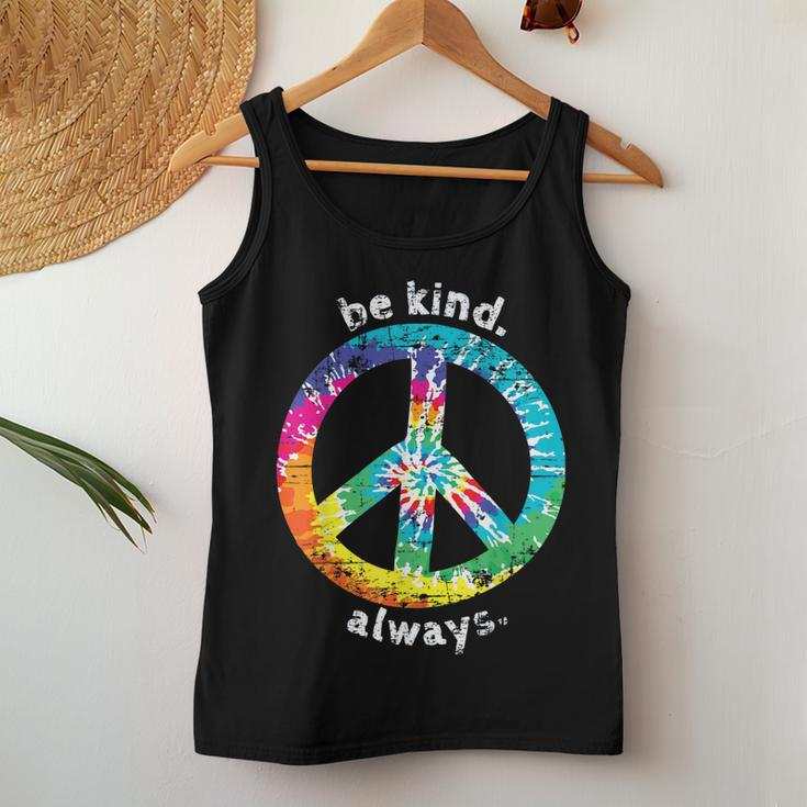 Be Kind Always Tie Dye Peace Sign Hippie StyleWomen Tank Top Unique Gifts