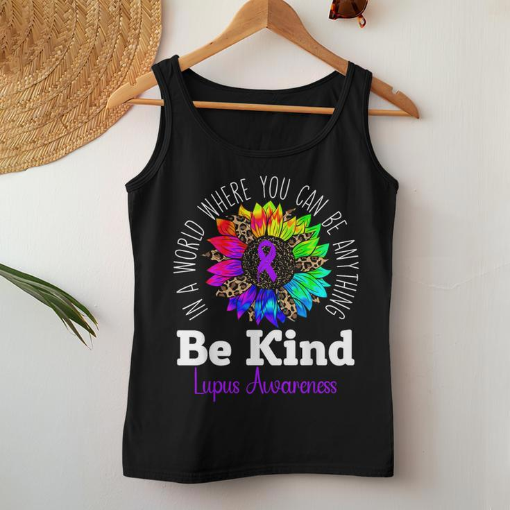 Be Kind Purple Ribbon Sunflower Lupus Awareness Women Tank Top Unique Gifts