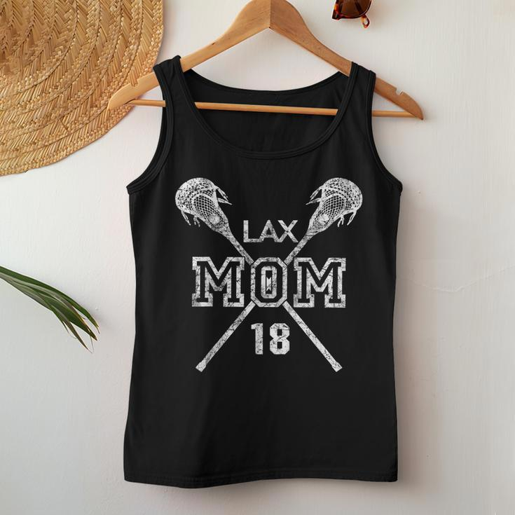 Lax Mom 18 Lacrosse Mom Player Number 18 Mothers Day Gifts Women Tank Top Basic Casual Daily Weekend Graphic Personalized Gifts