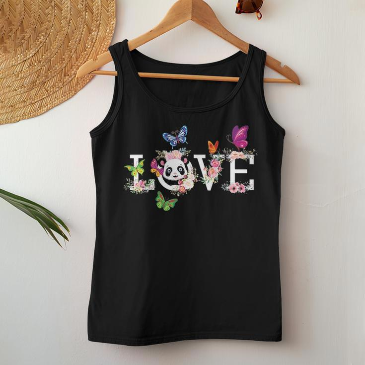 Love Panda Bear Flower Butterfly Cute Gift For Mom Dad Women Tank Top Basic Casual Daily Weekend Graphic Funny Gifts