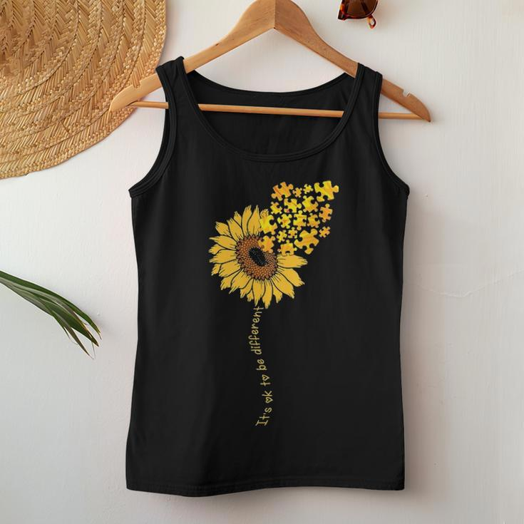 Love Sunflower Puzzle Autism Awareness Mom Daughter Women Tank Top Basic Casual Daily Weekend Graphic Funny Gifts