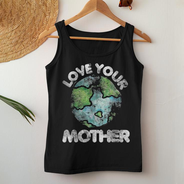 Love Your Mother Vintage Earth Day Women Tank Top Basic Casual Daily Weekend Graphic Funny Gifts