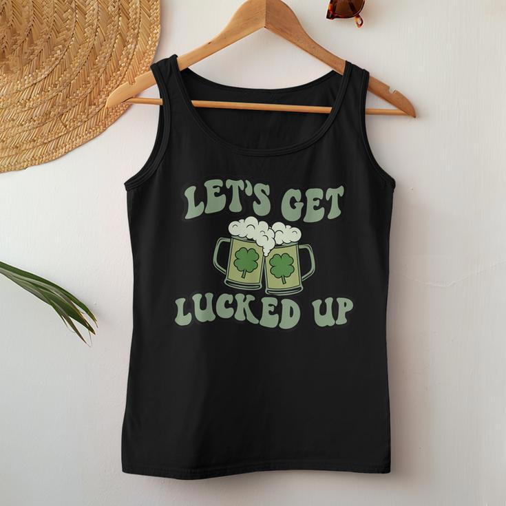 Lets Get Lucked Up Lucky Clovers St Patricks Day Beer Drink Women Tank Top Unique Gifts