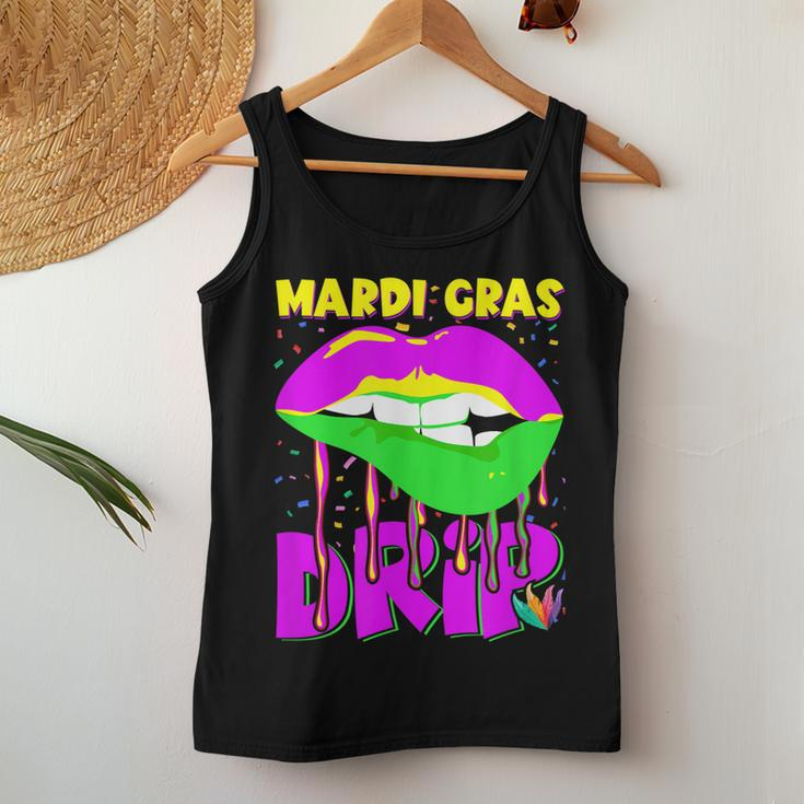 Mardi Gras Drip Lips Outfit Costume Women Women Tank Top Basic Casual Daily Weekend Graphic Funny Gifts