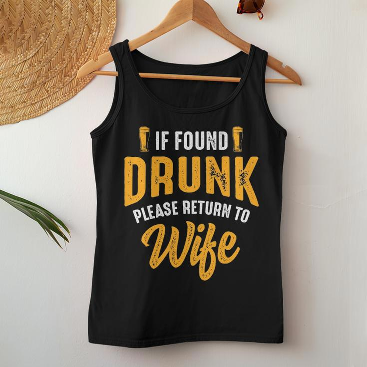 Mens If Found Drunk Please Return To Wife Couples Funny Party Women Tank Top Basic Casual Daily Weekend Graphic Funny Gifts