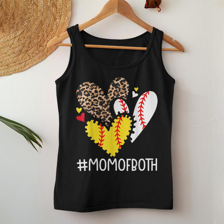 Mom Of Both Leopard Heart Softball Mom Baseball Women Tank Top Unique Gifts