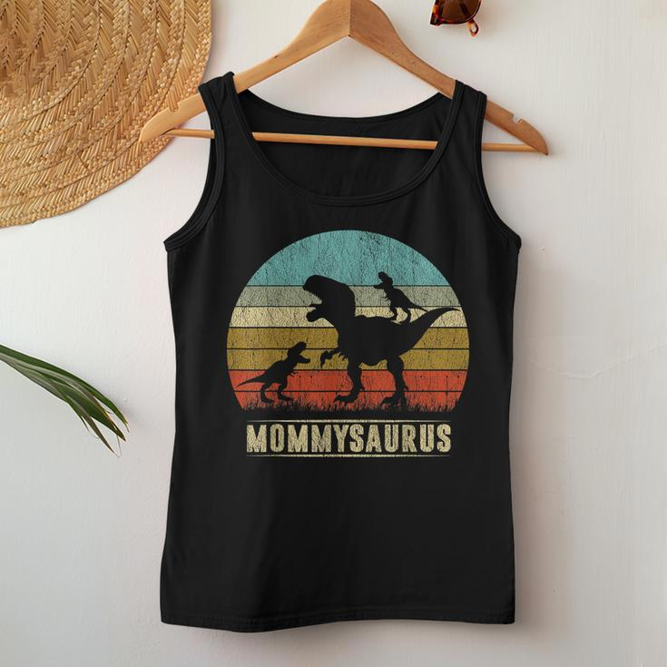 Mommy Dinosaur Mommysaurus 2 Two Kids Matching Family Women Tank Top Basic Casual Daily Weekend Graphic Funny Gifts