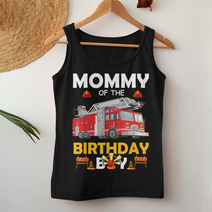 Mommy Of The Birthday Boy Fire Truck Firefighter Party Mom Women Tank Top Basic Casual Daily Weekend Graphic Funny Gifts