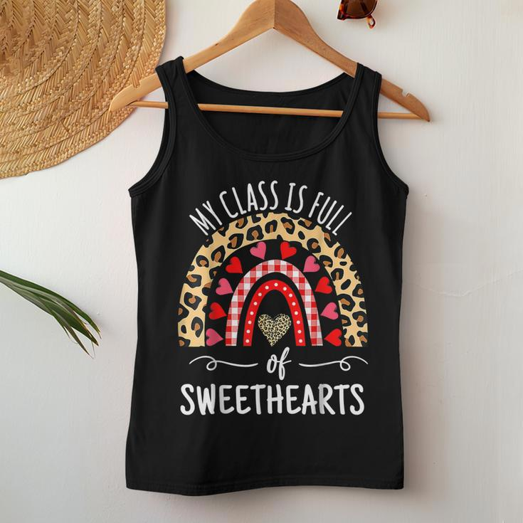 My Class Is Full Of Sweethearts Rainbow Teacher Valentine V11 Women Tank Top Basic Casual Daily Weekend Graphic Funny Gifts