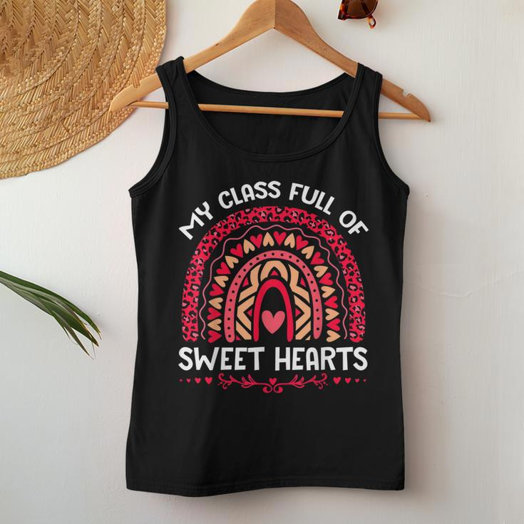 My Class Is Full Of Sweethearts Rainbow Valentines Teacher V2 Women Tank Top Basic Casual Daily Weekend Graphic Funny Gifts