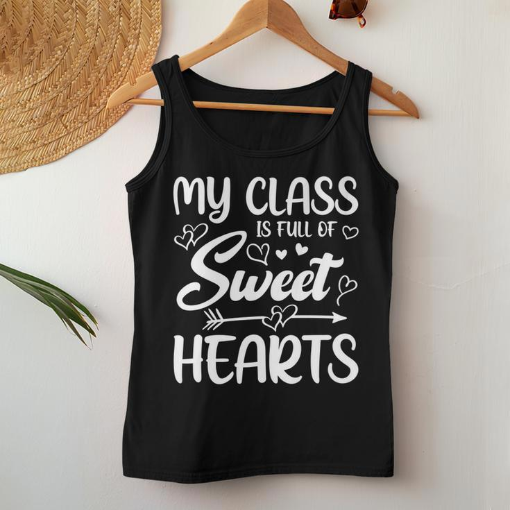 My Class Is Full Of Sweethearts Teacher Valentines Day Gifts Women Tank Top Basic Casual Daily Weekend Graphic Funny Gifts