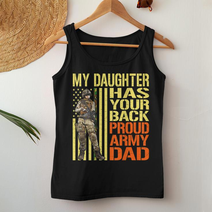 My Daughter Has Your Back Military Proud Army Dad Gift Women Tank Top Basic Casual Daily Weekend Graphic Funny Gifts