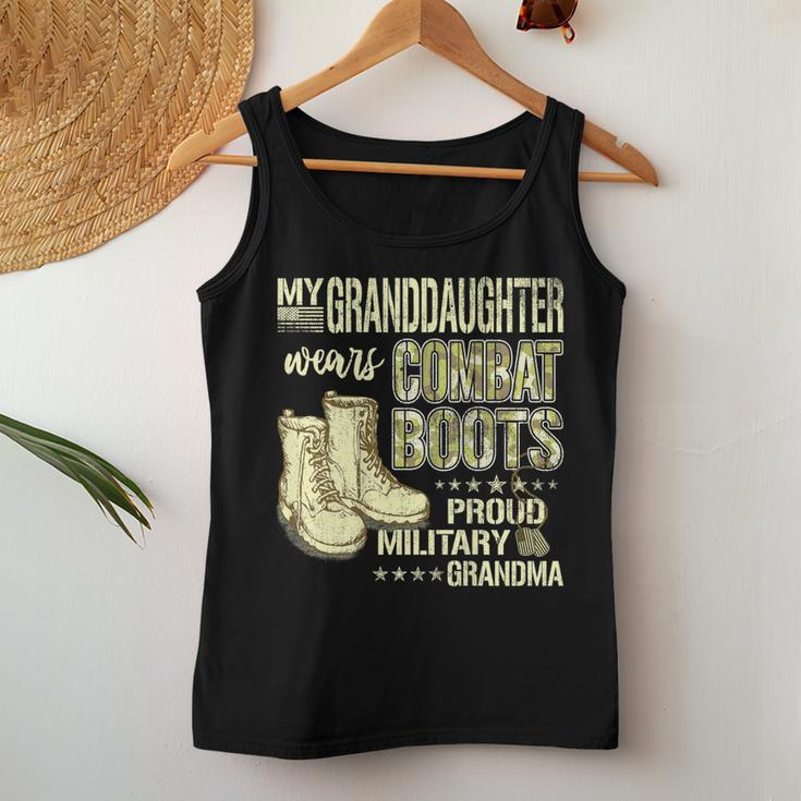 My Granddaughter Wears Combat Boots - Proud Military Grandma Women Tank Top Basic Casual Daily Weekend Graphic Funny Gifts