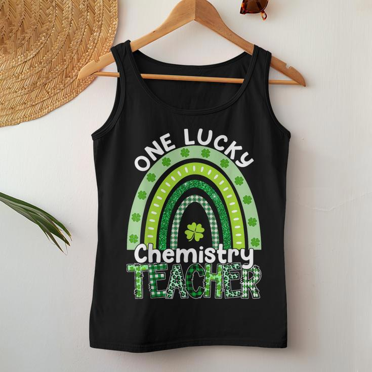 One Lucky Chemistry Teacher St Patricks Day Teacher Rainbow V2 Women Tank Top Basic Casual Daily Weekend Graphic Funny Gifts