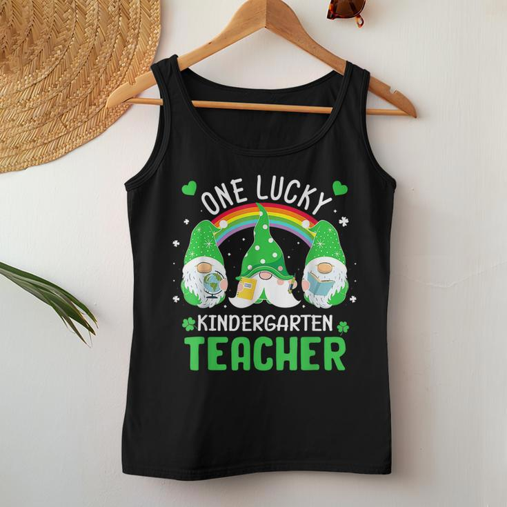 One Lucky Kindergarten Teacher Gnome St Patricks Day Men Women Tank Top Basic Casual Daily Weekend Graphic Funny Gifts