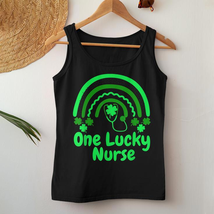 One Lucky Nurse Rainbow Shamrock Saint Patricks Day Women Tank Top Basic Casual Daily Weekend Graphic Funny Gifts