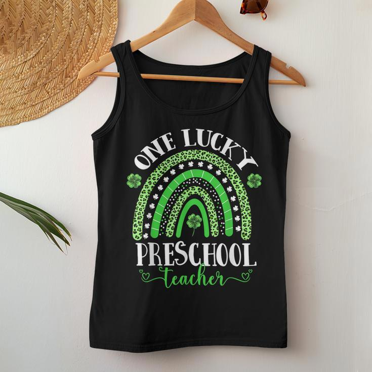 One Lucky Preschool Teacher St Patricks Day Funny Rainbow Women Tank Top Basic Casual Daily Weekend Graphic Funny Gifts
