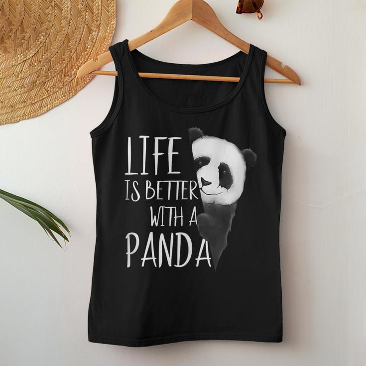 Panda Lovers Life Is Better With A Panda Bear Women Tank Top Basic Casual Daily Weekend Graphic Funny Gifts