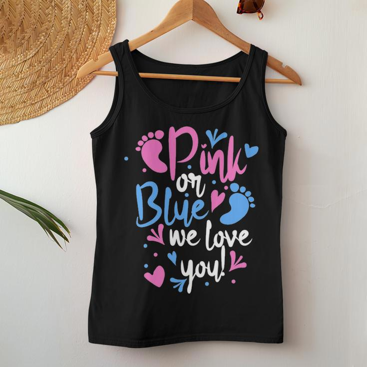 Pink Or Blue We Love You Mom Dad Gender Reveal Women Tank Top Basic Casual Daily Weekend Graphic Funny Gifts