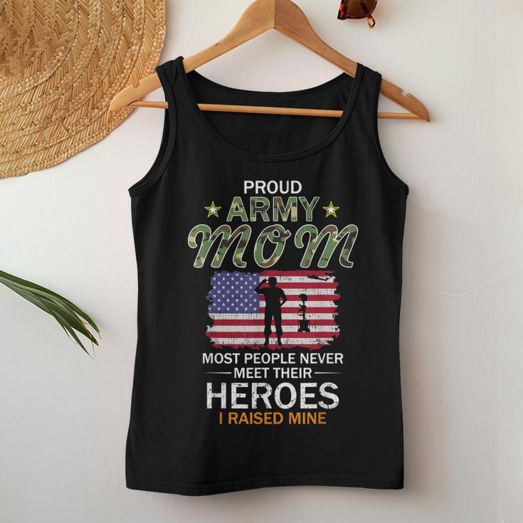 Proud Army Mom I Raised My Heroes Camouflage Graphics Army Women Tank Top Unique Gifts