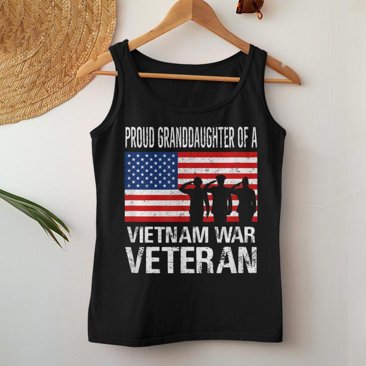 Proud Granddaughter Vietnam War Veteran Matching Grandfather Women Tank Top Basic Casual Daily Weekend Graphic Funny Gifts