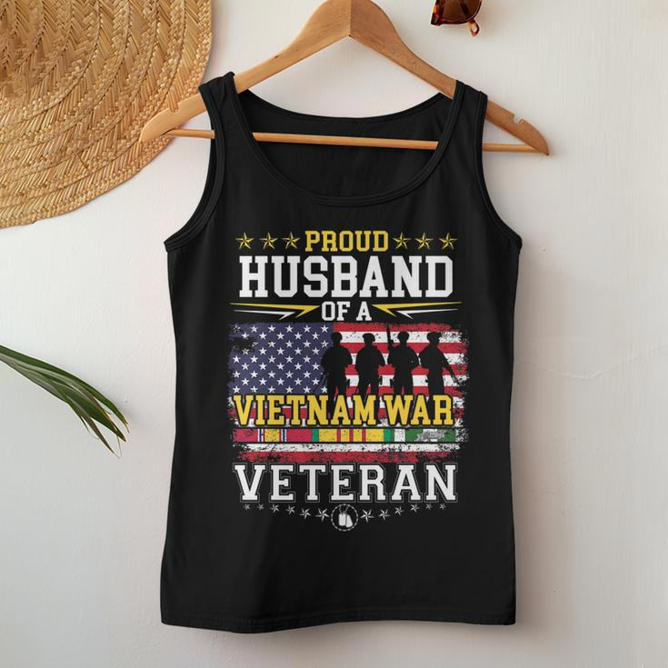 Proud Husband Vietnam War Veteran Matching With Wife Women Tank Top Basic Casual Daily Weekend Graphic Funny Gifts