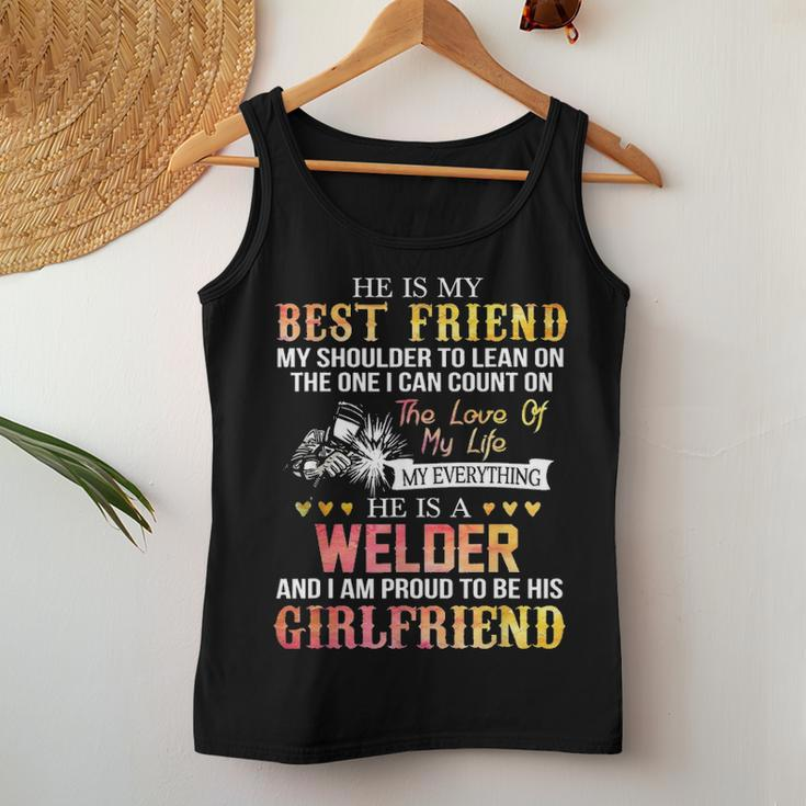 Proud To Be A Welder Girlfriend Women Welding Girlfriend Women Tank Top Basic Casual Daily Weekend Graphic Funny Gifts