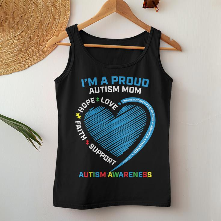 Puzzle Piece Heart Awareness Daughter Son Proud Autism Mom Women Tank Top Basic Casual Daily Weekend Graphic Funny Gifts