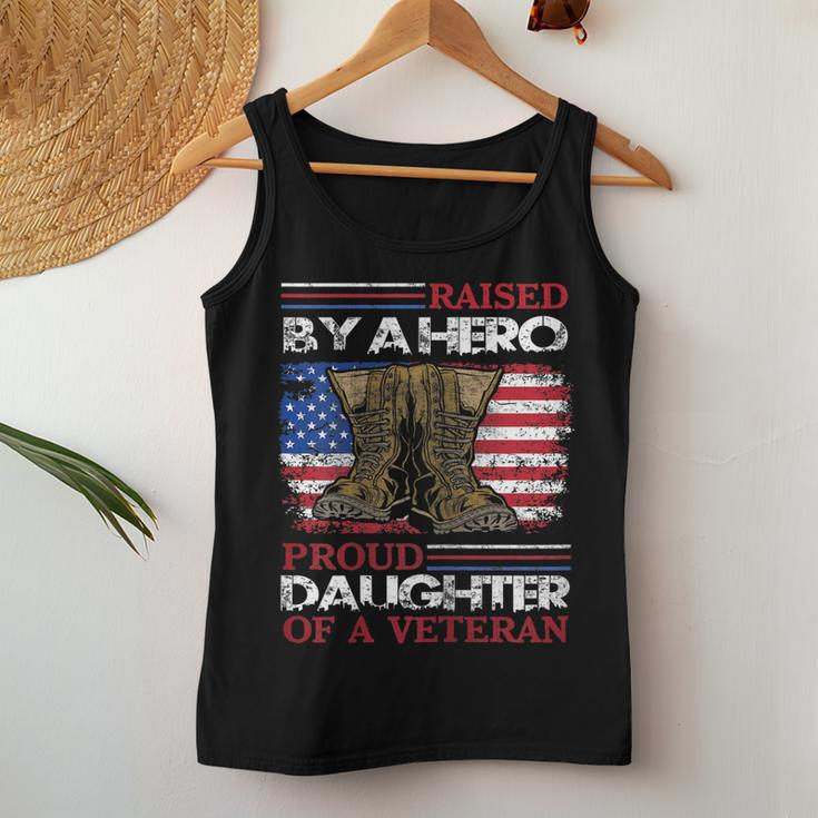 Raised By A Hero Proud Daughter Of A Veteran Us Army Dad Women Tank Top Basic Casual Daily Weekend Graphic Funny Gifts