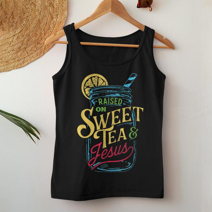Raised On Sweet Tea & Jesus - Southern Pride Iced Tea Women Tank Top Unique Gifts