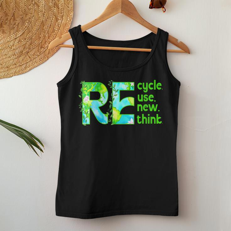 Womens Recycle Reuse Renew Rethink Outfit For Earth Day 2023 Women Tank Top Unique Gifts