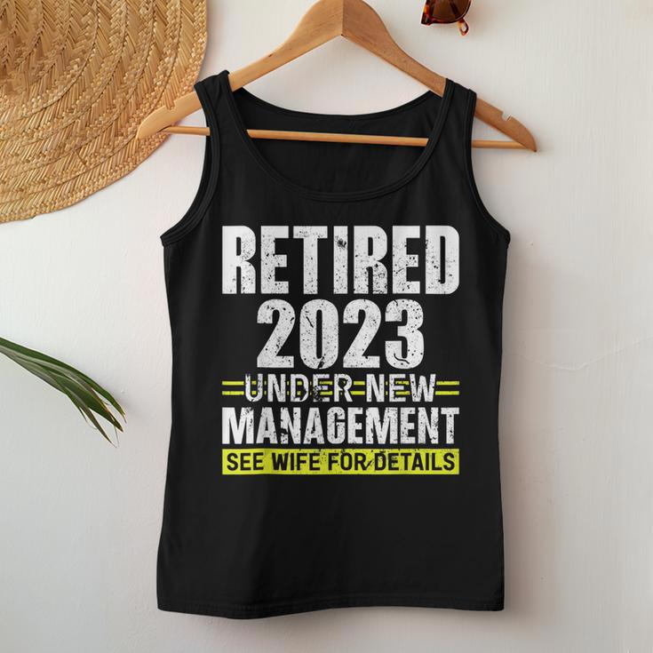 Retired 2023 Under New Management See Wife For Details V3 Women Tank Top Basic Casual Daily Weekend Graphic Funny Gifts