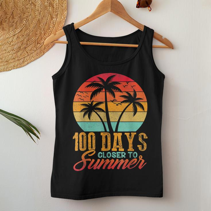 Retro 100 Days Closer To Summer 100 Days Smarter Teachers Women Tank Top Basic Casual Daily Weekend Graphic Funny Gifts