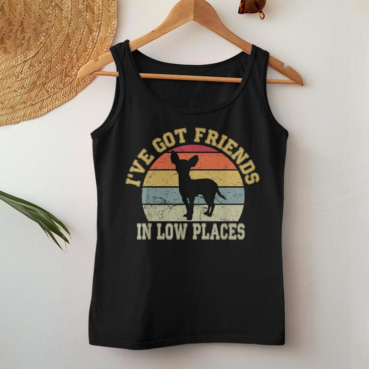 Retro Vintage Chihuahua MomIve Got Friends In Low Places Women Tank Top Basic Casual Daily Weekend Graphic Funny Gifts