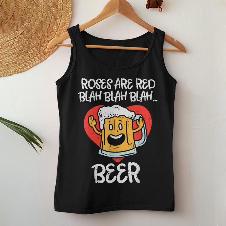 Roses Are Red Blah Beer Funny Valentines Day Drinking Gifts Women Tank Top Basic Casual Daily Weekend Graphic Funny Gifts