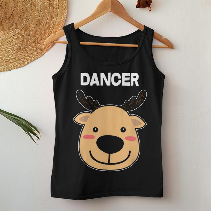 Santa Reindeer Dancer Matching Christmas Pjs Women Tank Top Basic Casual Daily Weekend Graphic Funny Gifts