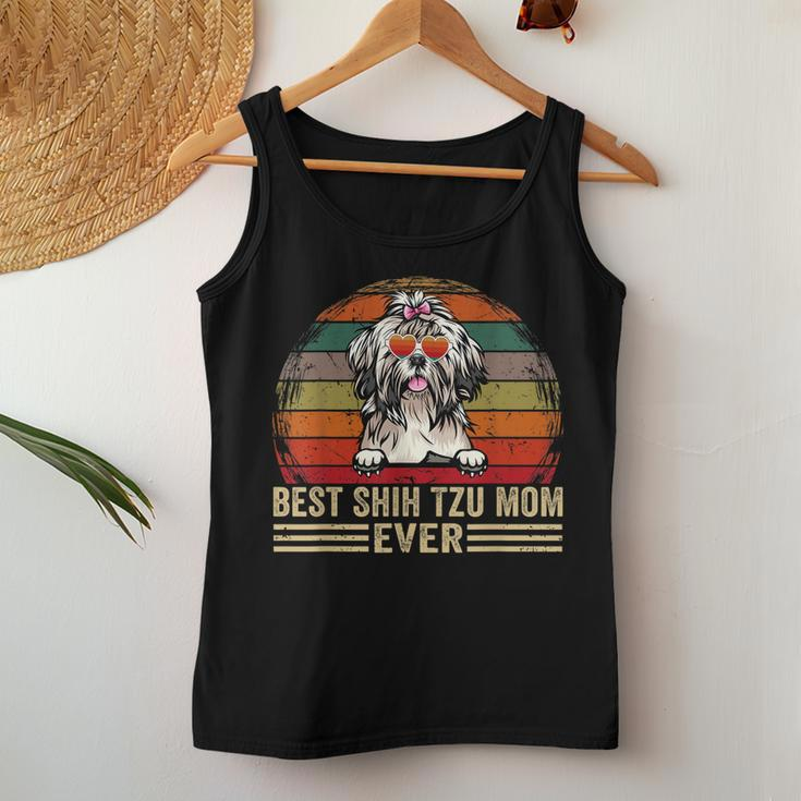 Shih Tzu Dog Lover Funny Vintage Best Shih Tzu Mom Ever Women Tank Top Basic Casual Daily Weekend Graphic Funny Gifts