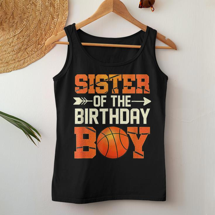 Sister Of The Birthday Boy Basketball Mother Mom Women Tank Top Unique Gifts