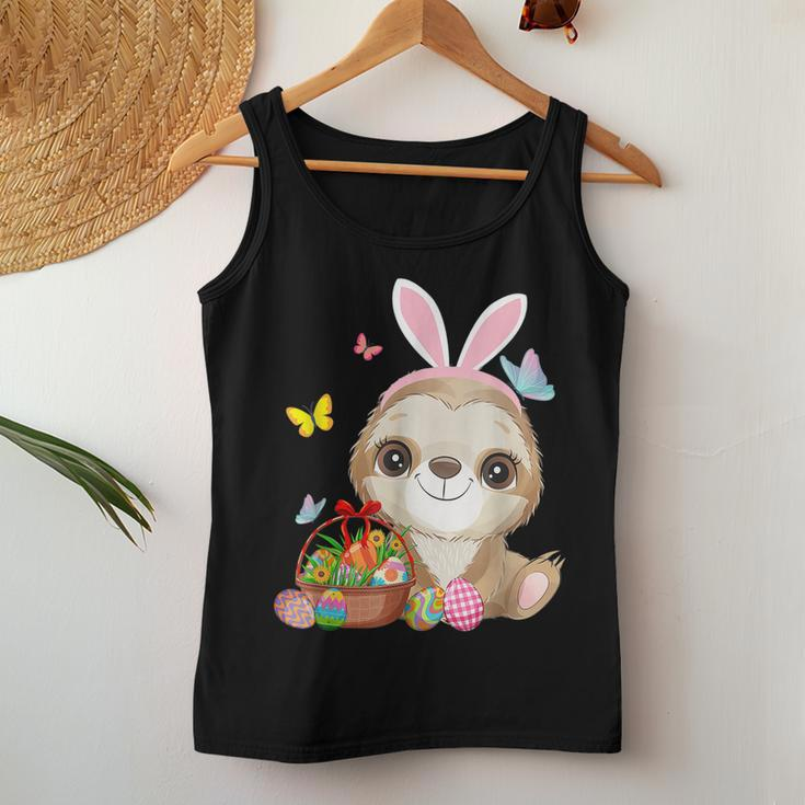 Sloth Bunny Ear With Eggs Basket Easter Costume Rabbit Women Tank Top Unique Gifts