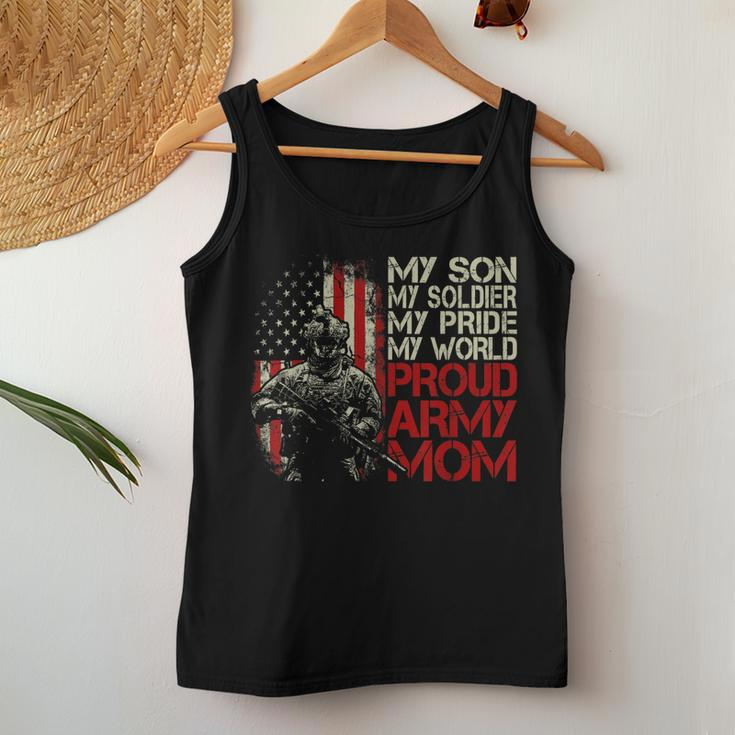 My Son Is A Soldier Proud Army Mom Flag American Women Tank Top Unique Gifts